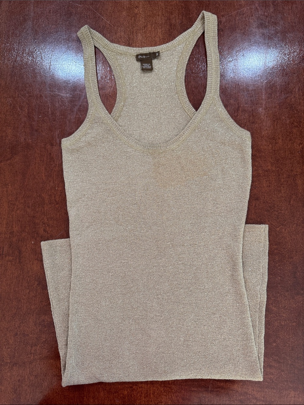 Eris Shimmery Gold Ribbed Racer Back Tank/Tunic - Picture 8 of 8